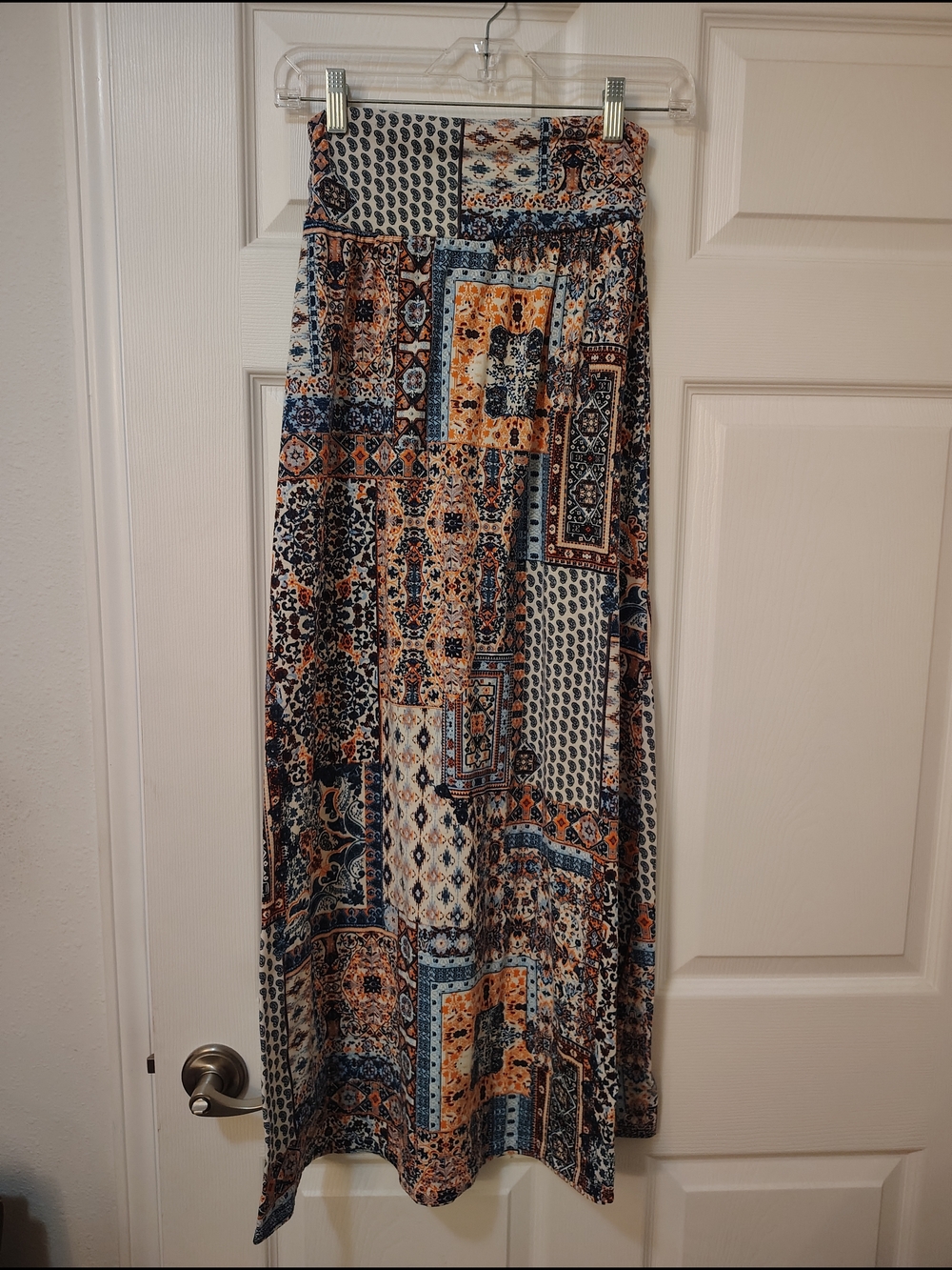 Joe Benbasset Patchwork Maxi Skirt - Navy, Tan & Cream